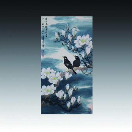 设色花鸟立轴