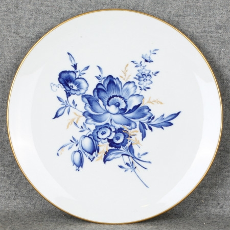 德国梅森青花描金花卉赏盘