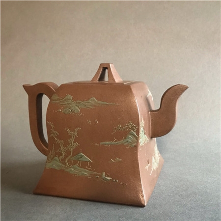 福记款山水紫砂壶