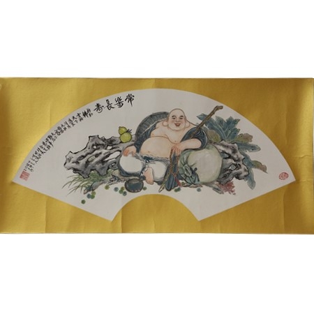 扇面《常乐长寿》