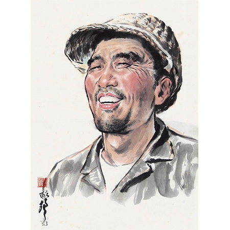 国画《工人》