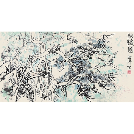 国画创作稿《松鹤图》