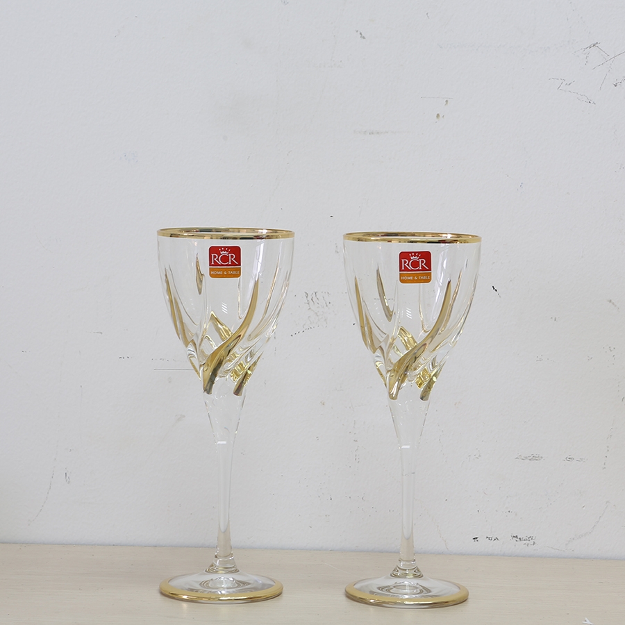 意大利RCR描金经典款红酒杯(原装盒、全新)	