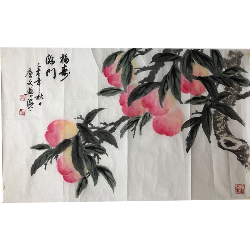 国画《福寿临门》