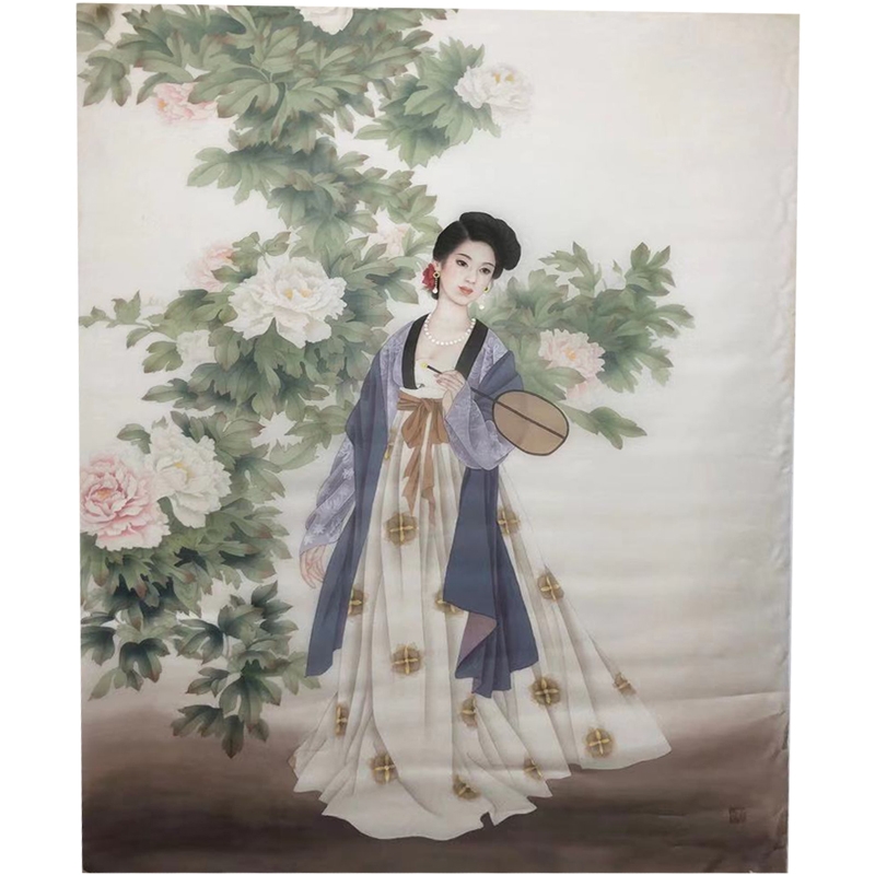 绢画《白牡丹仙子》