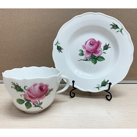德国梅森手绘ROSE花卉咖啡杯、碟