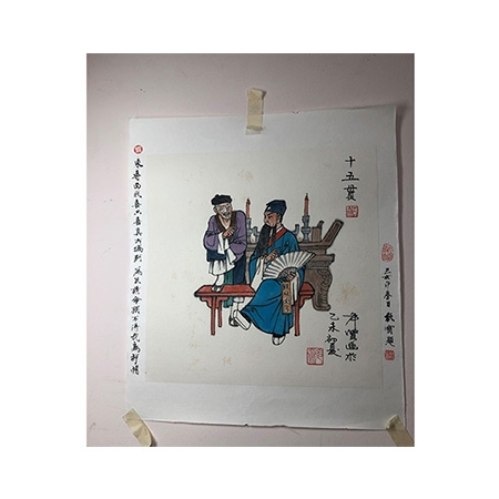 国画小品《十五贯》罗希贤画 杨秋宝题 