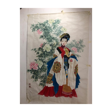 绢画《仕女》赵国经 王美芳印章