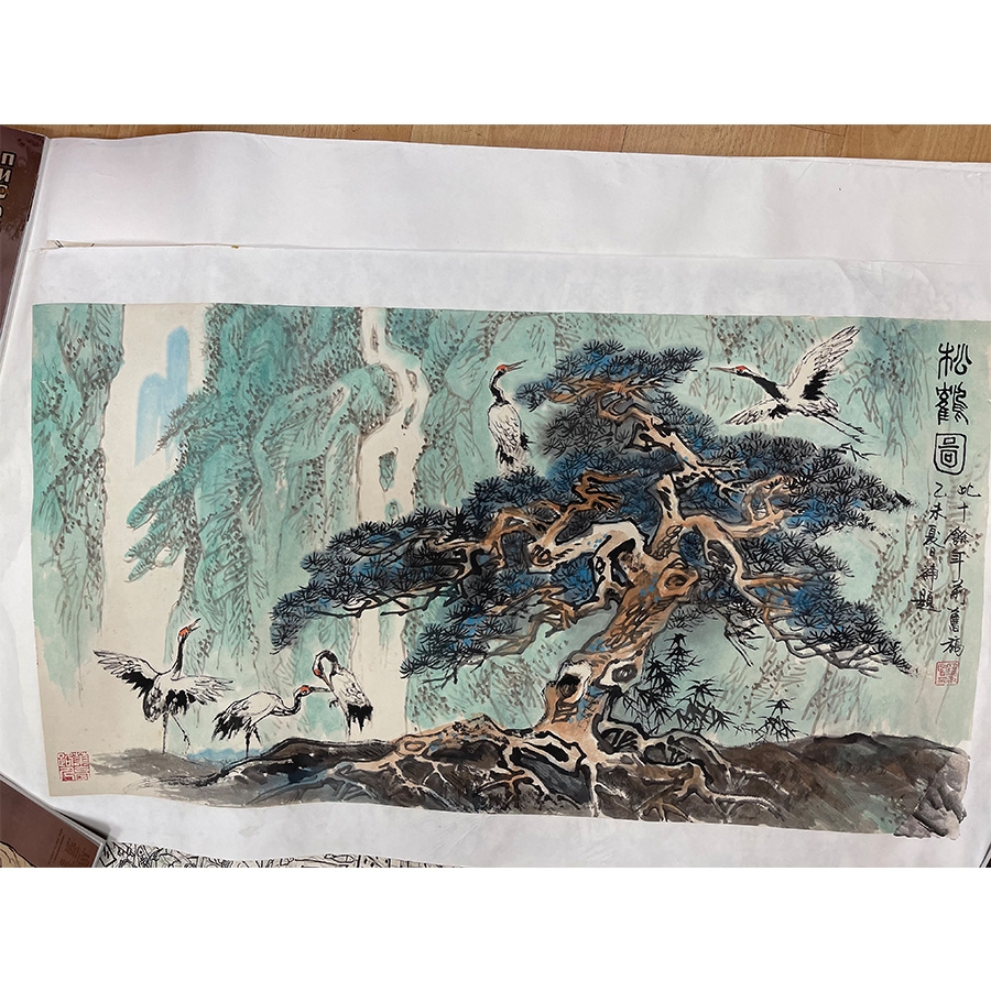 国画《松鹤图》罗希贤