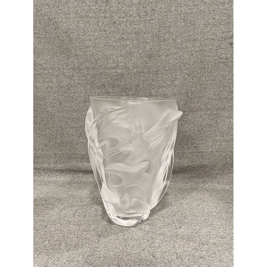 ​法国LALIQUE“燕雀满天”MARTINETS磨砂水晶大赏瓶