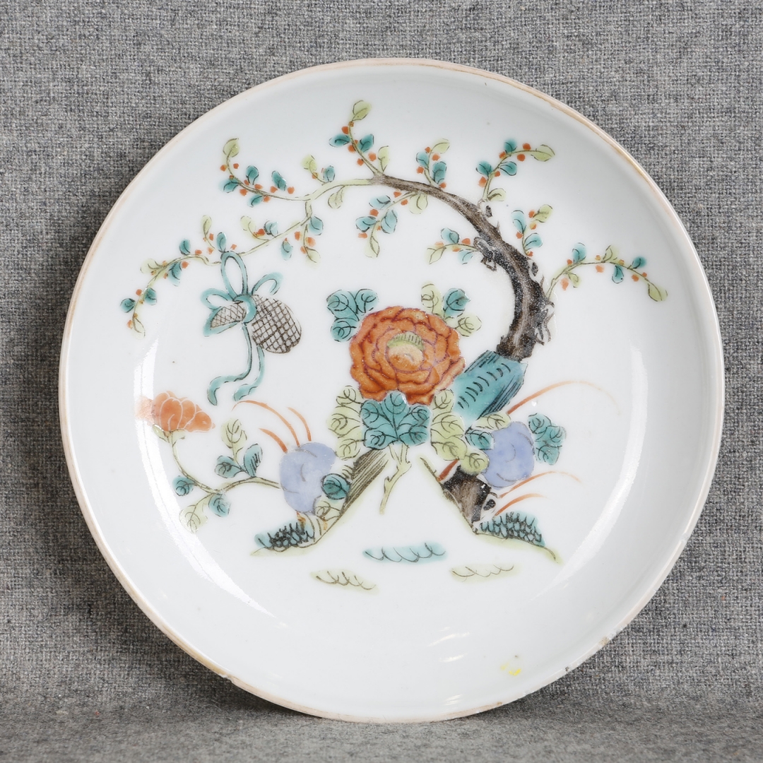 清粉彩花鸟纹盘 1件
