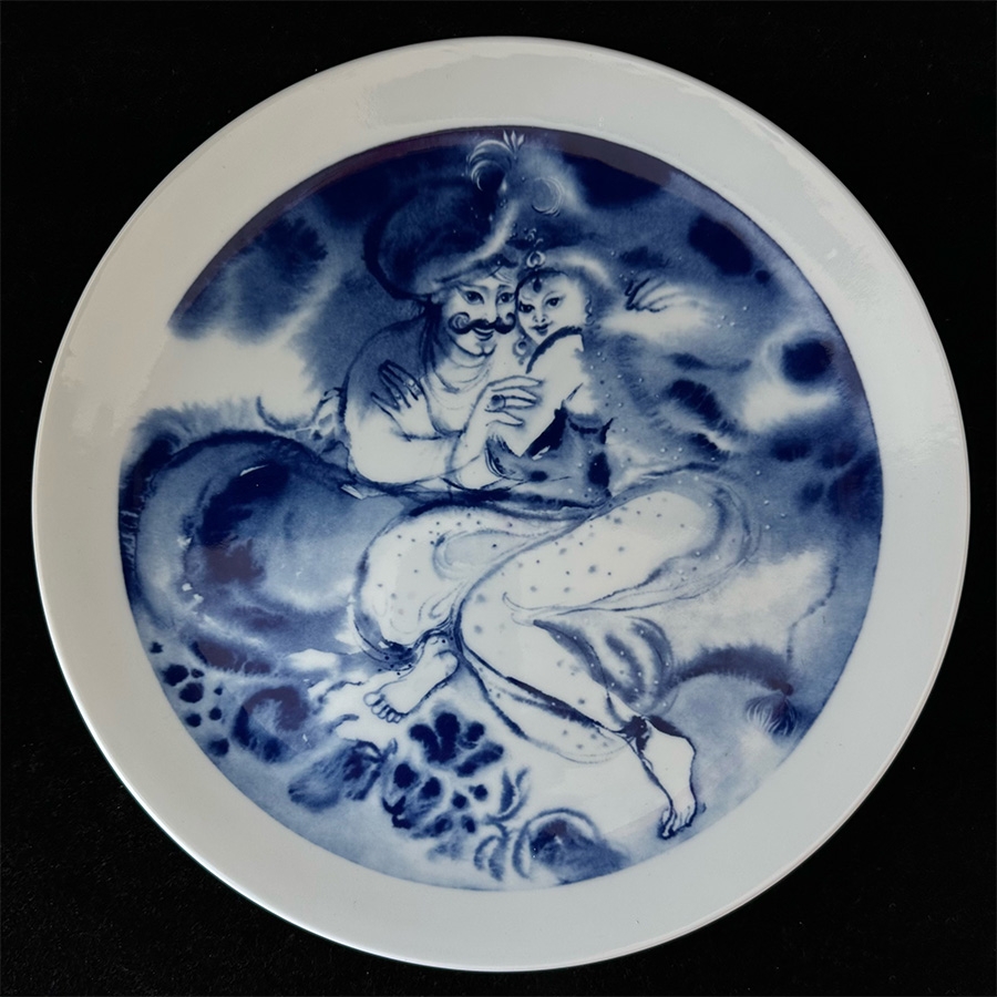 二十世纪德国梅森Meissen一千零一夜水墨彩纪念盘