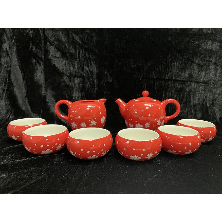 日本九谷款有田烧嫣红梅花茶具套组