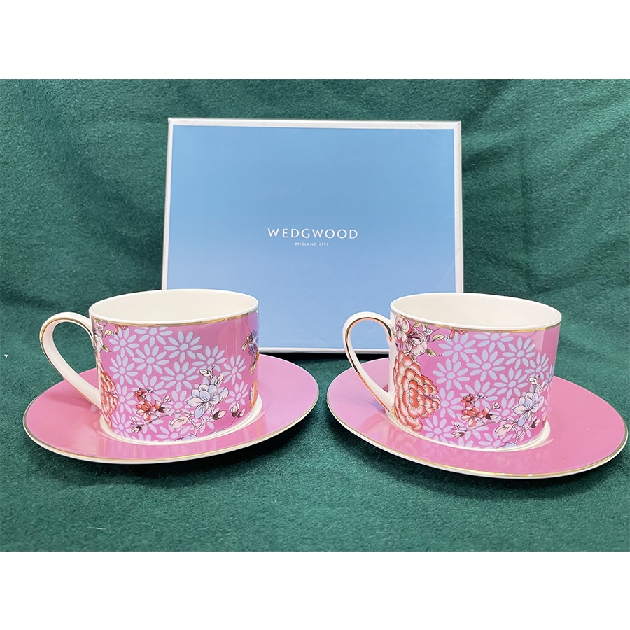 英国WEDGWOOD富贵仙鹤下午茶杯碟(全新,原装盒)
