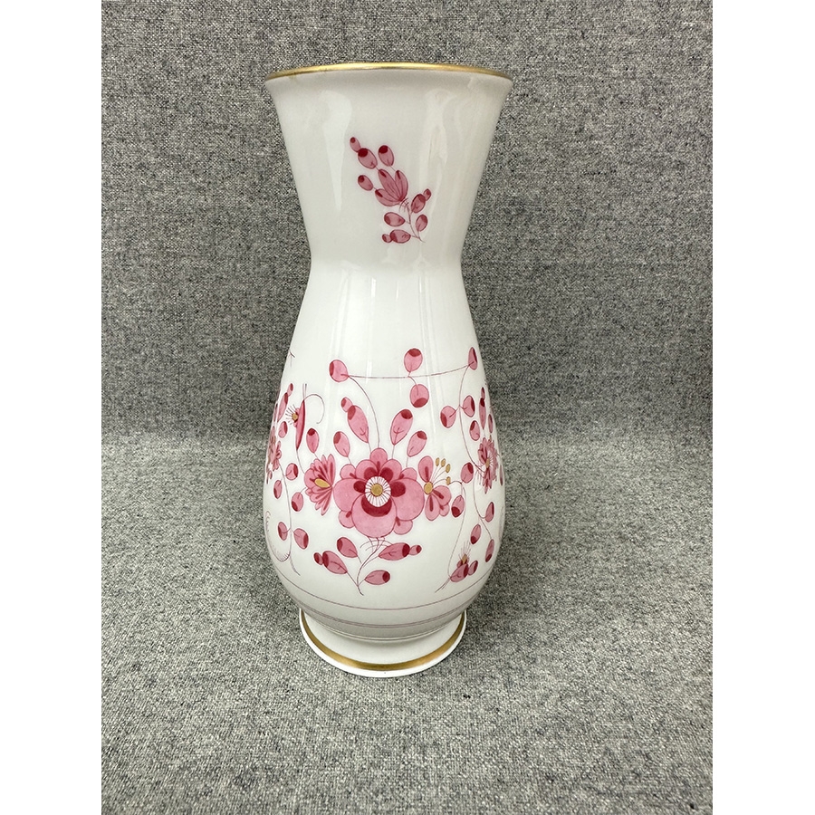 德国梅森手绘粉红印度之花描金花瓶 一级品