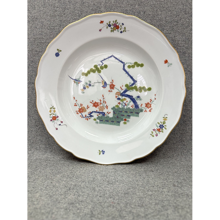 德国梅森手绘柿右卫门花鸟系列大赏盘 一级品