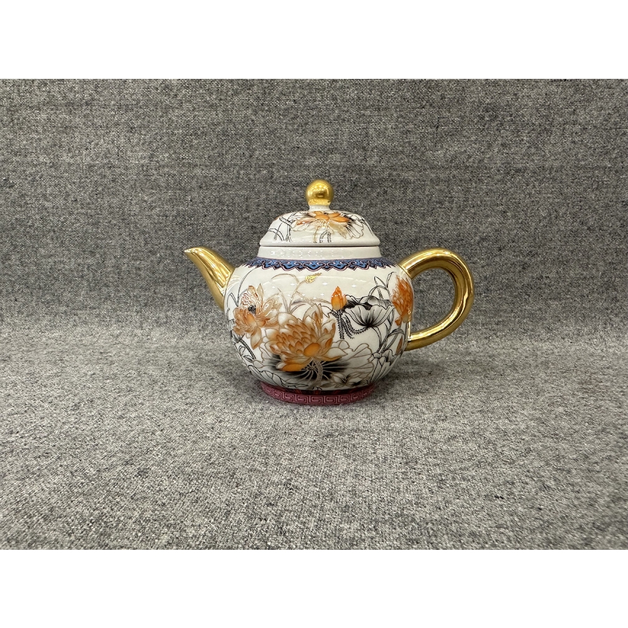 日本幸山窑名家作《爱莲之君子》迷你茶壶