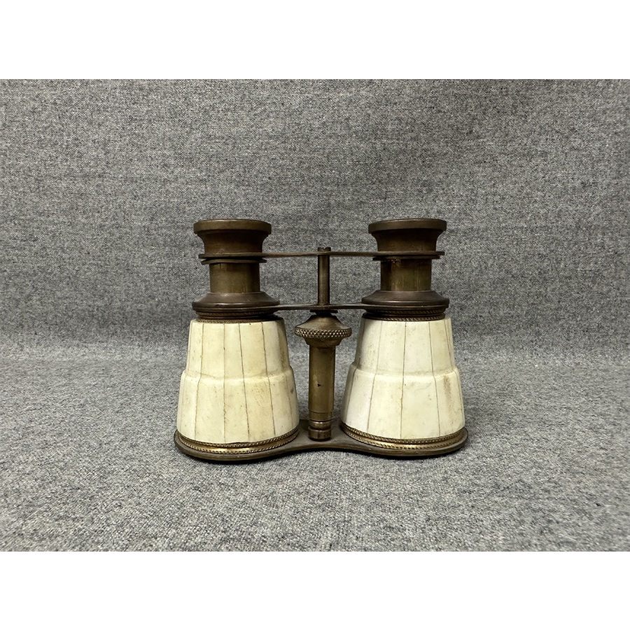 英国ROYAL LONDON铜鎏金老骨片双筒望远镜(L:11.5cm,H:8.5cm) 
