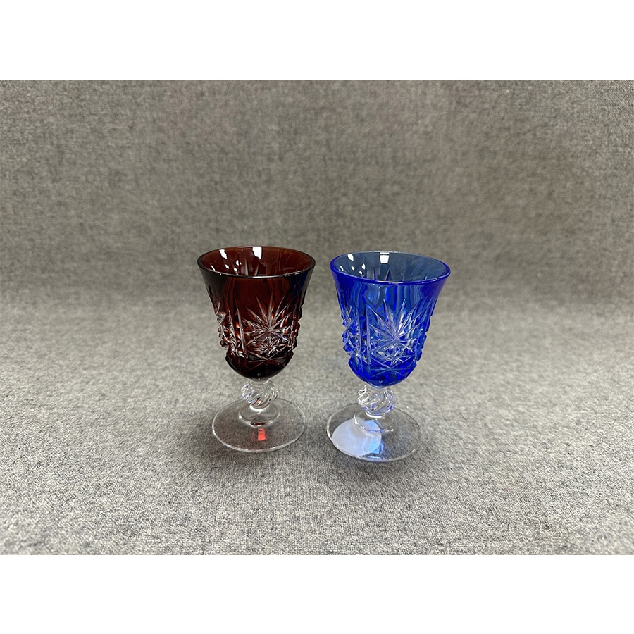捷克波西米亚切花套色水晶小酒杯(H:9cm)